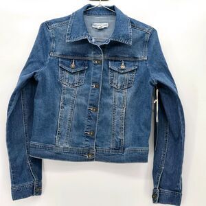 Artisan NY medium blue denim jacket trucker button front small NWT